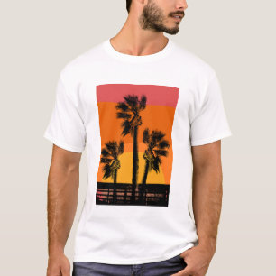 T-shirt Sunset Beach Palm Tree Drôle vacances d'été
