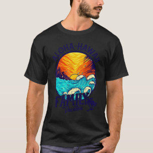 T-shirt Sunset Beach Retro Aloha Hawaii Famille Correspond