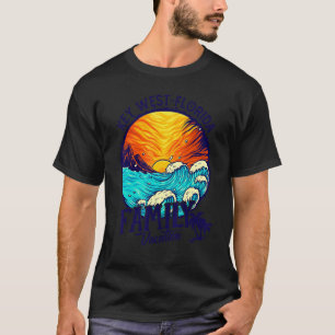 T-shirt Sunset Beach Retro Key West Florida Famille Vacati
