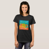 T-shirt Sunset Beach slogan tropical rétro surf design (Devant entier)