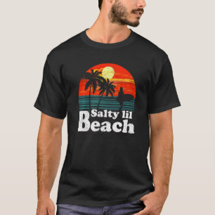T-shirt Sunset Beach Surf Palm Tree Vintage Retro Salty