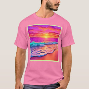 T-shirt Sunset Beach Waves Design