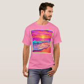 T-shirt Sunset Beach Waves Design (Devant entier)