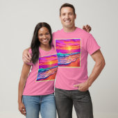 T-shirt Sunset Beach Waves Design (Unisexe)