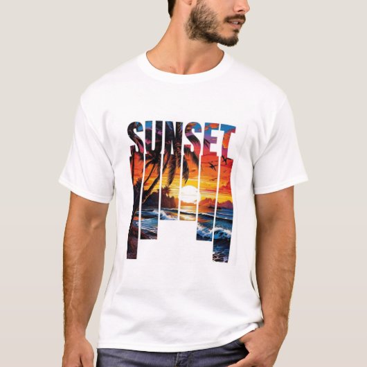 T-Shirt "SUNSET" – Coucher de Soleil Tropical avec (Devant)