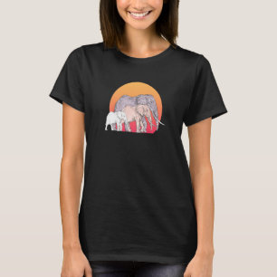 T-shirt Sunset Cute Elephant Famille Zoo Animal Elephant