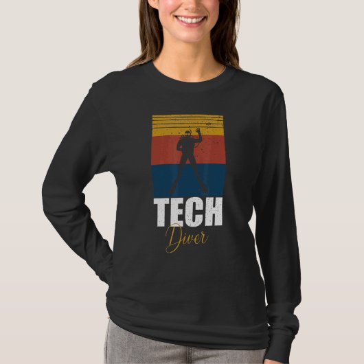 T-shirt Sunset Diver Design I Diving Deep Retro Rectangle (Devant)