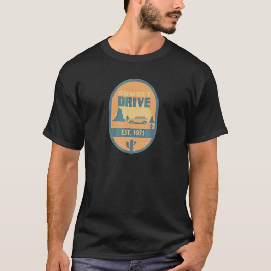 T-shirt Sunset Drive 1971 Summertime Cactus Desert Road Tr (Devant)