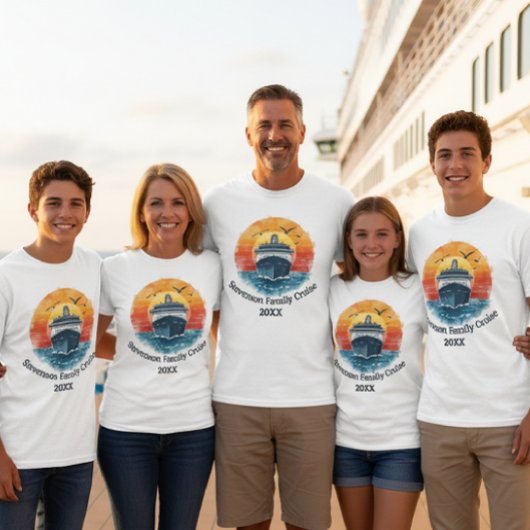 T-shirt Sunset Family Name Vacation Cruise Ship Keepsake