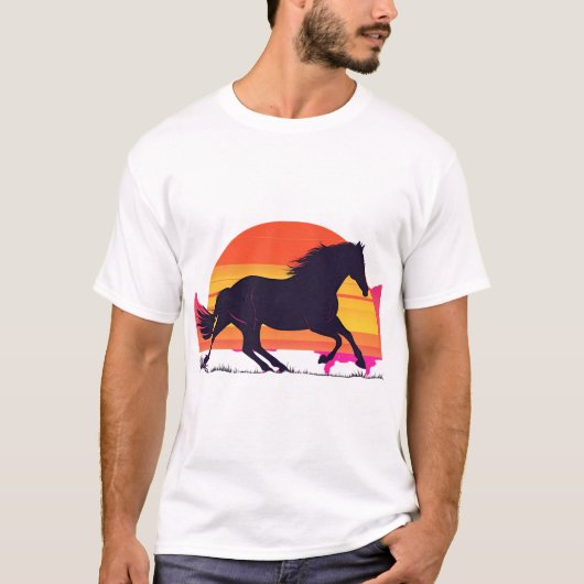 T-shirt Sunset Galloping Horse Tee - Art équestre (Devant)