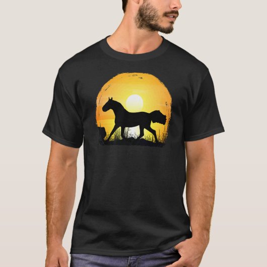 T-shirt Sunset Horse Breed Silhouette  Holsteiner Horse (Devant)