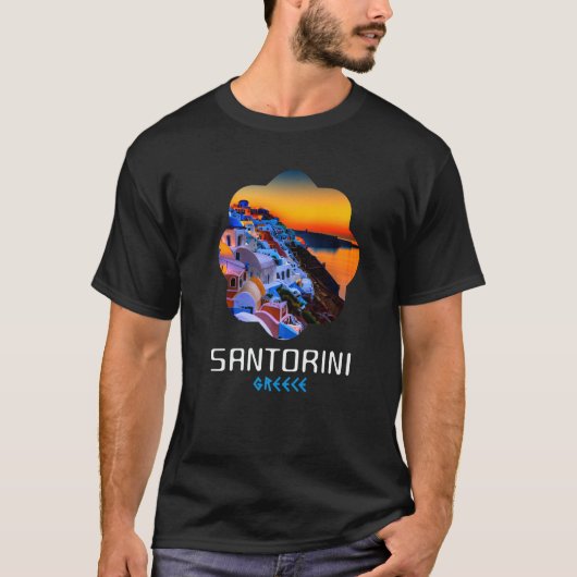 T-shirt Sunset In Santorini Greece Painting (Devant)