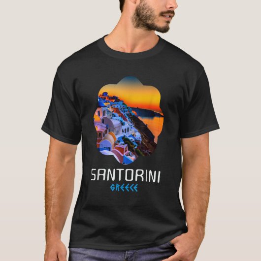 T-shirt Sunset In Santorini Greece Painting (Devant)
