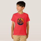 T-shirt Sunset Mountain Biker Retro Adventure Art (Devant entier)