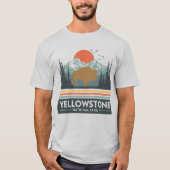 T-shirt Sunset pour le bison de Yellowstone (Devant)