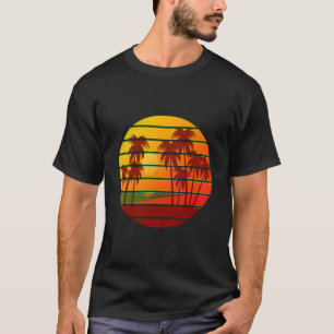 T-shirt Sunset retro dans l'île