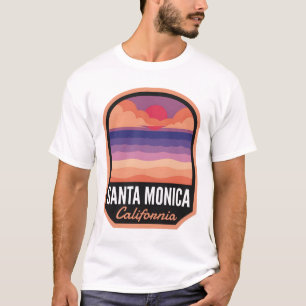 T-shirt Sunset rétro de père Noël Monica Beach CA