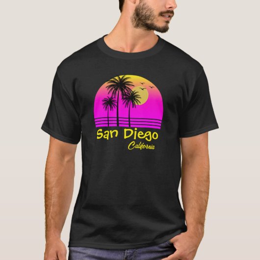 T-shirt Sunset rétro San Diego California (Devant)