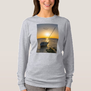 T-shirt Sunset Sailboat naufrage Gulf Breeze long manche
