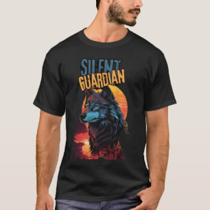 T-shirt Sunset Sentinel : Loup bleu dans la lumière de la