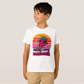 T-shirt Sunset Skateboard fraise (Devant entier)
