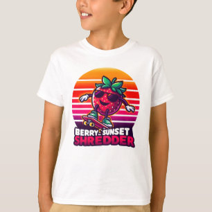 T-shirt Sunset Skateboard fraise