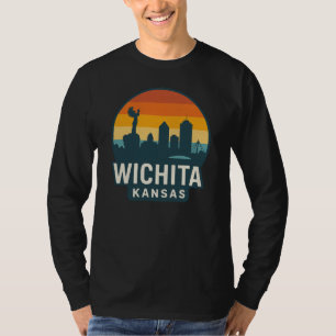T-shirt Sunset Skyline Wichita Kansas Ville moderne rétr