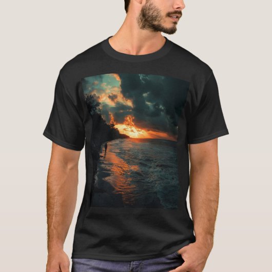 T-shirt Sunset Solitude — Warm Horizon Graphic Tee (Devant)