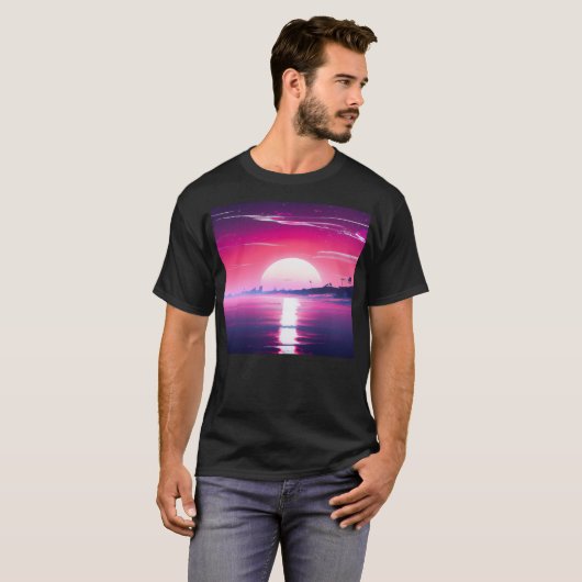 T-shirt Sunset Synthwave (Devant entier)