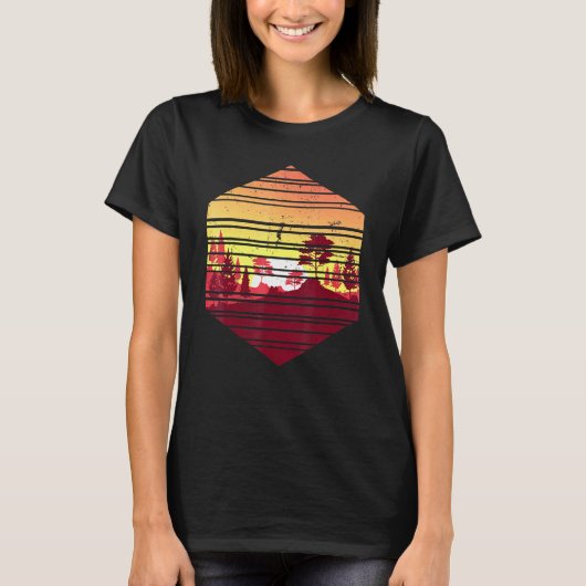 T-shirt Sunset Trees Faune Nature Extérieure Wild Retro Fo (Devant)