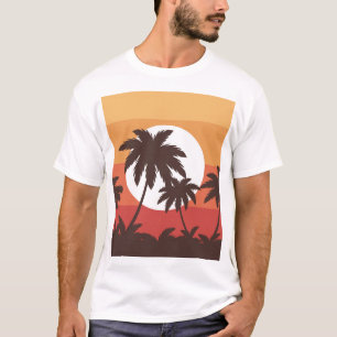 T-shirt Sunset Tropical Palm Beach Vintage