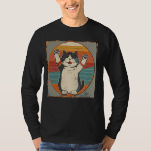 T-shirt Sunset Vintage Kitten Lover Japonais Art Cute Chat