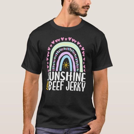 T-shirt Sunshine And Beef Jerky Cute Rainbow Graphisme Fem (Devant)