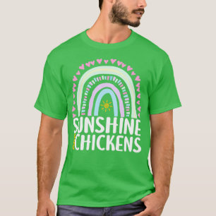 T-shirt Sunshine and Chickens Cute Rainbow Cadeau pour fem