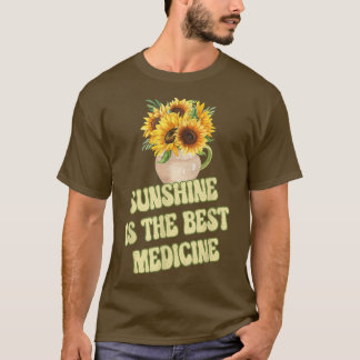 T-shirt Sunshine Est La Meilleure Médecine Fleur De Soleil