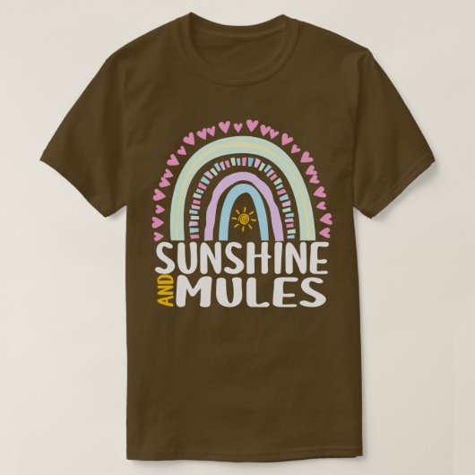 T-shirt Sunshine et Mules Cute Rainbow Cadeau pour femmes  (Design devant)