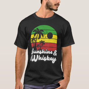T-shirt Sunshine Et Whiskey Vintage Rétro Palm Tree Beach