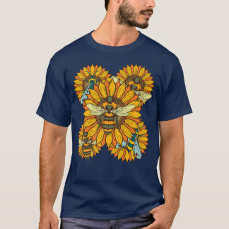 T-shirt Sunshine Flower Blossoms Garden Insect Bee Sunflow