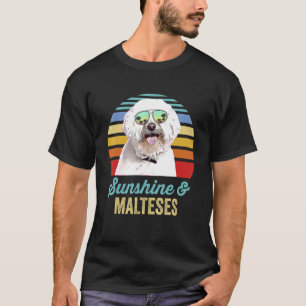 T-shirt Sunshine Maltess Dog Retro Sunset Beach Vibe