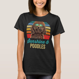 T-shirt Sunshine Poodles Chien Retro Sunset Beach Vibe