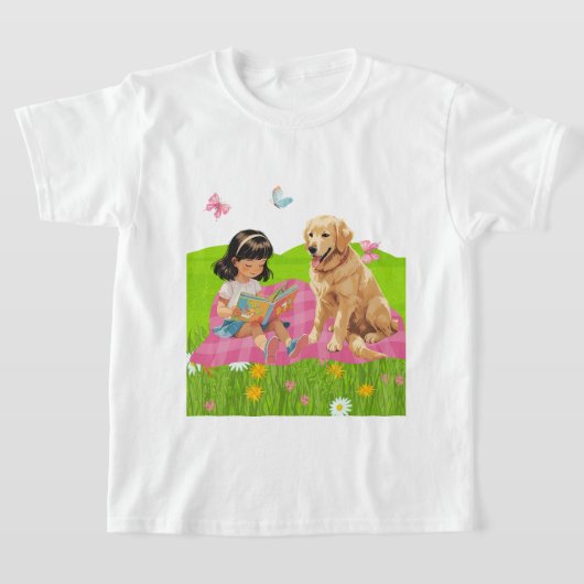 T-shirt Sunshine & Storytime – Girl and Her Dog (Poser)