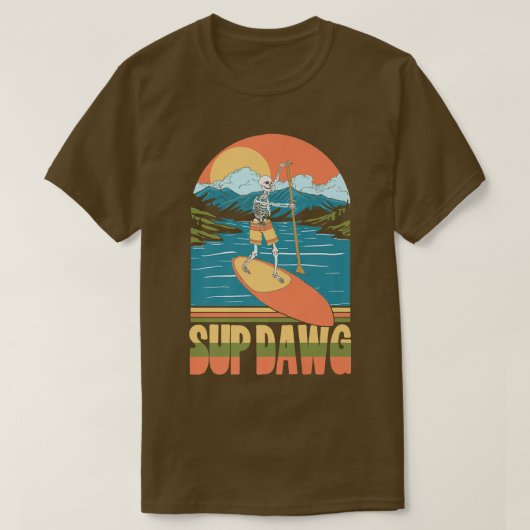 T-shirt SUP Dawg debout Paddleboard Funny Skeleton Lake  (Design devant)