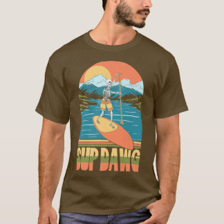 T-shirt SUP Dawg debout Paddleboard Funny Skeleton Lake 