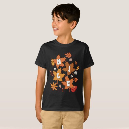 T-shirt Super Automne NICU Infirmière Maple Leaf Automne V (Devant entier)