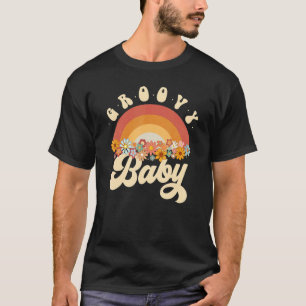 T-shirt Super Baby Retro Arc-en-ciel Fleurs colorées Desig