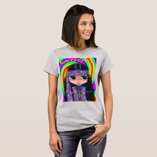 T-shirt Super Big Oeil Hippie poussette poupée mignonne (Devant entier)
