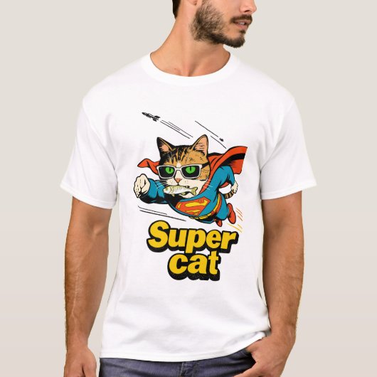 T-shirt Super Chat Volant avec Poisson (Devant)