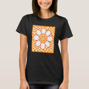T-shirt Super Daisy Happy Face Fleur À damiers mignonne po
