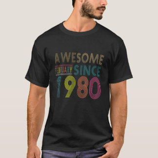 T-shirt Super Depuis Février Né En 1980 Vintage 42E B