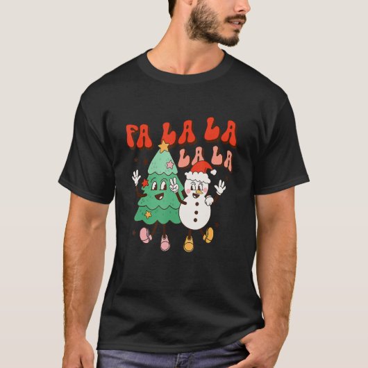 T-shirt Super Fa La Christmas mignonne Santa Hat Xmas Tree (Devant)